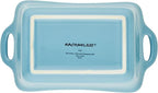 Rachael Ray Ceramics Au Gratin Set, Rectangular, Two 12-ounce, Agave Blue