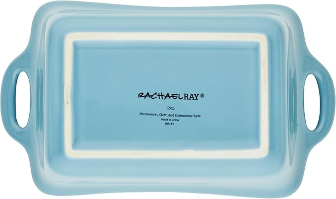 Rachael Ray Ceramics Au Gratin Set, Rectangular, Two 12-ounce, Agave Blue