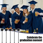 SiliFine 30 Pcs Graduation Cap Drink Stirrers Graduation Stir Sticks Coffee Stirrers Cocktail Mixers Plastic Swizzle Sticks Hot Cocoa Bar Supplies for Party Bar Coffee Tea Favors (Blue)
