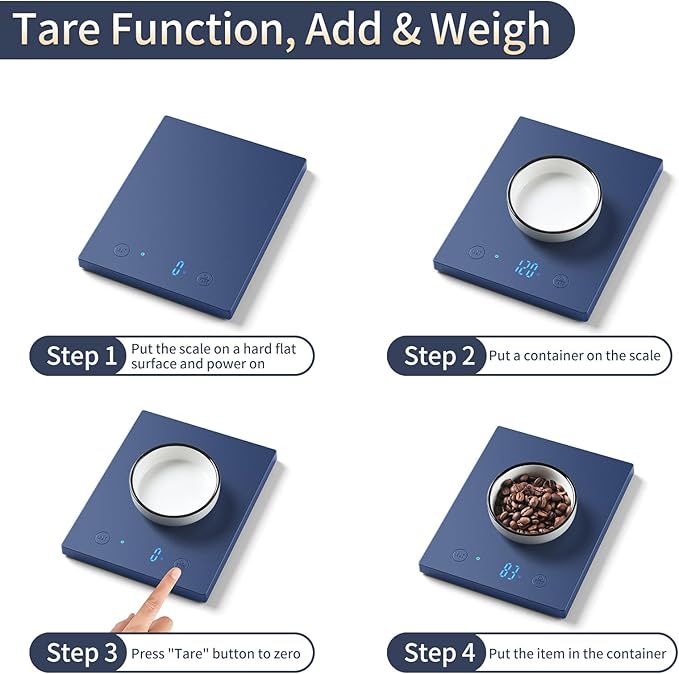 Homebuds 22lb Digital Food Scale Grams and Ounces in 1g, High Precision Assured by Kitchen Scale Professional Factory SINCE 2001, Gram Scale for Cooking and Baking, LED, 3*AAA Batteries Included, Blue