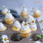 CHEFMADE Mini Muffin Pan, 12-Cavity Non-Stick Mini Cupcake Pan Bakeware for Oven Baking (Champagne Gold)