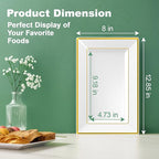 FOCUSLINE 8 PCS Plastic Serving Trays, White and Gold Rim Plastic Serving Platters, Disposable Tray for Food, Perfect for Wedding Parties