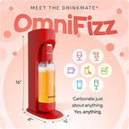 Drinkmate OmniFizz Sparkling Water Maker & Soda Streaming Machine | Carbonates Any Drink | BPA-Free Bottle | No Batteries or Electricity Required | CO2 Not Included (Royal Red)