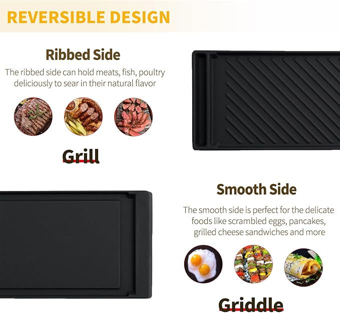 DG61-00859A Griddle Replacement Parts for Samsung Stove Parts Top Griddle Plate Samsung Gas Range Reversible Cast Iron Center Griddle Flat Top Pan NX58H5600SS NX58F5500SS DG61-00563A 1 Pack