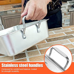Nonstick Roasting Pan, 15 Inch Stainless Steel Turkey Pan with V-Shaped Rack &Cooling Rack - Rectangular Roaster for Turkey, Chicken, Vegetables,Healthy & Dishwasher Safe - Fits 20lb Turkey