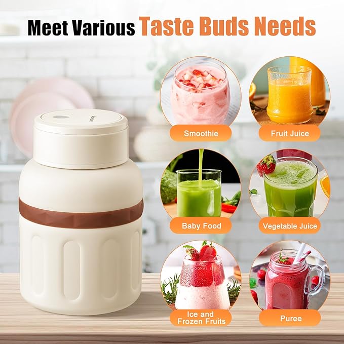 Kawu Personal Blender, 27oz Stainless Steel Portable Blender for Shakes and Smoothies, Electric Shaker Bottle with 10 Blades, USB Rechargeable Travel Mixer with Straw & Lid for Gym Office Home