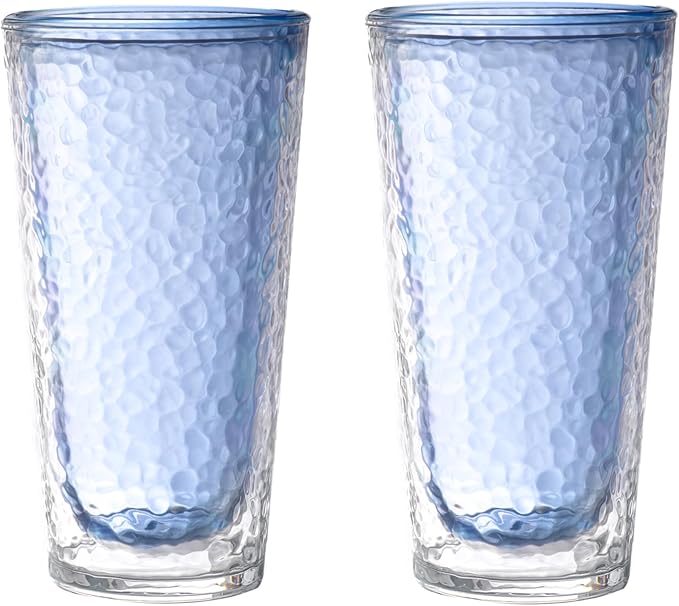 KLIFA- NICE- 20 oz, Acrylic Insulated Tumbler Set, Double-wall Drinking Glasses, BPA-Free, Shatter-Proof Plastic Drinkware, Dishwasher Safe Cups, Set of 2, Ocean Blue