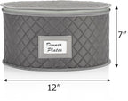 Stack Store Plus More China Storage Case - Dinner Plate Quilted Case - 12 inches diameter x 7 inches height - Gray - Includes 12 Felt Separators