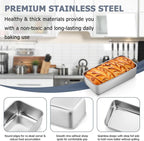 TeamFar Loaf Pan Set of 3, 9 x 5 Inch Bread Loaf Meatloaf Pan Stainless Steel for Baking Bread Cake Toast Brownies, Healthy & Sturdy, Oven & Dishwasher Safe