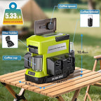 Taingwei Cordless Coffee Maker for Ryobi 18V Battery, Portable Drip Coffee Maker with Electric Coffee Grinder for RV, Camping, Travel, Car, Hiking (Battery Not Included)