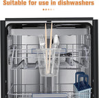 Cabilock Dishwasher Chopstick Basket with Hooks, Stainless Steel Kitchen Utensil Holder, Cutlery Organizer for Chopsticks Spoons Forks Straws, Small Hanging Silverware Drying Rack, 2pcs
