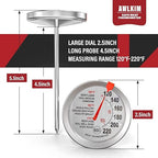 AWLKIM 2 Pack Stainless Steel Meat Thermometer, Safe Leave in Oven, 2.5-in Extra-Large Dial Food Thermometer for Cooking, Temperature Probe for Baking, Steak, Turkey - Kitchen Gadgets - Silver