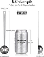 U-Taste Coffee Scoop 2 Tablespoon: 18/8 Stainless Steel Measuring Scooper for Ground Coffee, Bean, Powder, Espresso, 6.9in Long Handle Metal Meaure Spoon for Canister, Jar (2Tbsp/30ml, Silver)
