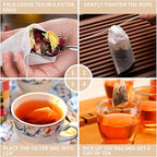 400 Pack Disposable Drawstring Tea Filter Bags Safe & Natural Unbleached Paper Tea Infuser Drawstring Empty Bag for Loose Leaf Tea (5 x 7cm, Natual Color)
