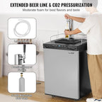 VEVOR Beer Kegerator, Single Tap Draft Beer Dispenser, Full Size Keg Refrigerator With Shelf, CO2 Tank(No Gas), Drip Tray & Rail, 23°F- 82.4°F Temperature Control, 162L, Silver