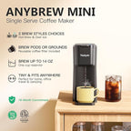 Tastyle Mini Hot and Iced Coffee Maker Single Serve, for K Cup and Ground, 6 to 14 Oz Brew Sizes, with Recipe Book, for Home, Travel, RV, Office and Dorm, Classic Black (2.0 Version)