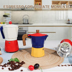 Aluminum 3 Cup 150ml Moka Pot Express Coffee Maker Stovetop Espresso Colorful Coffeemaker Italian Classic Style Brewing Greca Cafe Mocha Machine for Cafeteras Lover Camping Travel and Home Use 5oz