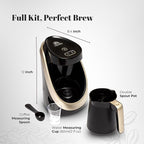 ETHNIQ Turkish Coffee Maker - 100% BPA Free, 120V, 1 to 4 Cup Brewing Capacity with Cook Sense Technology for Delicious Cup of Turkish & Greek Coffee, Turkish Coffee Pot - Black