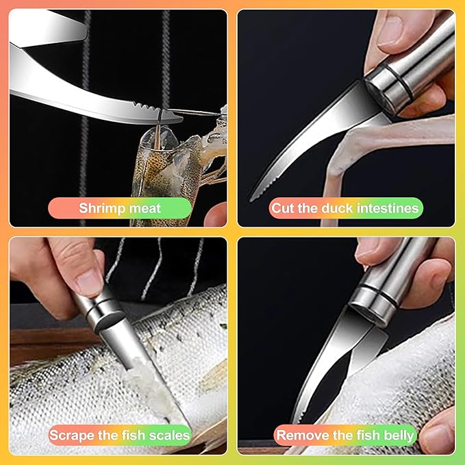 ZukoCert 2 Pack Shrimp Deveiner Tool - Stainless Steel Shrimp Peeler and Cleaner Knife - Professional Seafood Prawn Peeling Gadget for Kitchen Preparation, Lobster, and Crab