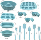 29PCS Nonstick Silicone Baking Set With Bakeable Mini Cake Pans, Bakeware for Oven, Molds and Heat Resistant Spatulas