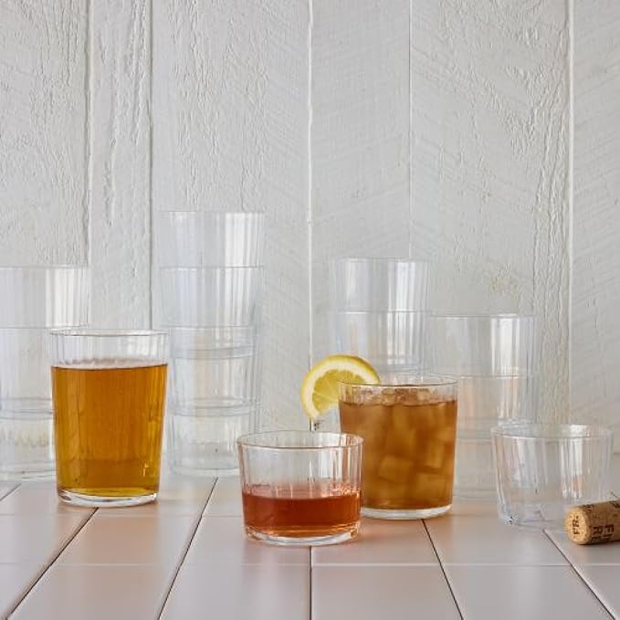 Bormioli Rocco Exclusiva Rum Tumblers, Set of 12-7.25 Oz. Ribbed Drinking Glasses with Crystal Star Glass & XLT Treatment, Made in Italy - Durable Cocktail Tumblers for Daily Use, Dishwasher Safe
