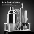 Stainless Steel Bartender Kit with Acrylic Stand Cocktail Recipes Booklet Tool Set with Stand Home Kit and Cocktail Shaker Set (Small)