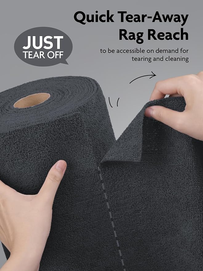 Fantasticlean Microfiber Cleaning Cloth Roll -30 Pack, Tear Away Microfiber Towels, 12" x 12", Reusable, Washable, Scratch Free, Ultra Absorbent for Car, Home Supplies (DimGray)