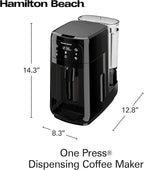 Hamilton Beach One Press Programmable Dispensing Drip Coffee Maker with 12 Cup Internal Brew Pot, Removable Water Reservoir, Black Next Gen (47600)