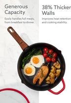 CAROTE 20Pcs Titanium Cookware Set, Pots and Pans Set Non Stick, Kitchen Cooking Set with Detachable Handle, Non Toxic Induction Cookware - Camping Cookware, Dishwasher/Oven Safe, Red