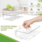 Snack Organizer for Pantry Shelf, 2 Pack Clear Plastic Pantry Storage Bins with 3 Dividers for Snacks, Spices, Chips Food Organizer, Stackable Pantry Organizers for Kitchen, Fridge, Cabinet