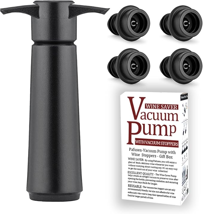 Wine Stoppers Vacuum with Pump, Keep Wine Fresh for up to 7 Days -1 Pump 4 Stopper, Wine Pumps and Wine Vacuum Stopper, Reusable for Wine Saver, Wine Stoppers for Wine Bottles