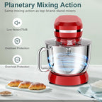 HOWORK Electric Stand Mixer,10+p Speeds With 6.5QT Stainless Steel Bowl,Dough Hook, Wire Whip & Beater,for Most Home Cooks (Red)