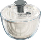 Le'raze Glass Salad Spinner with Airtight Lid - BPA-Free - Easy Pump Lettuce Spinner Washer | Fruit Washing Bowl with Strainer | Vegetable Cleaner | Large Capacity Borosilicate Glass, 6.22 Quart