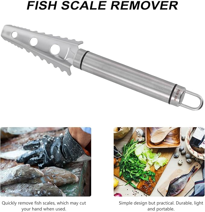 GALPADA Fish Scale Scraper 304 Stainless Steel Manual Fish Scale Remover Kitchen Gadget for Home Seafood Cleaning Tool