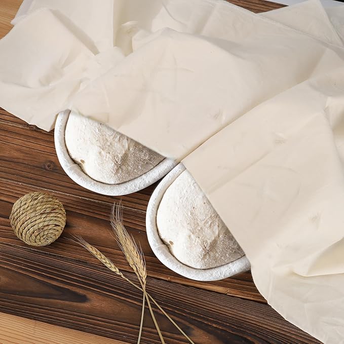 6pcs 100% cotton Tea Towels for Baking Sourdough - 28" Unbleached Bread Basket Flour Sack Towels, Proofing Cover Cloth for Dough Raising Baguettes Loaves Ciabatta, Bread Making Accessories Bakers Gift
