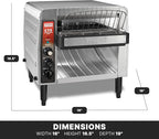Waring Commercial CTS1000B Conveyer Toaster, 1000+ slices per hour, 208V, 2700W, 6-20 Phase Plug,Silver