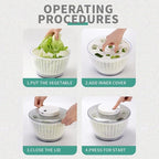 Electric Salad Spinner,4.5L Type-C Rechargeable Lettuce Spinner Automatic Salad Rotator Lettuce Washer and Spinner Dryer for Salad Greens, Lettuce, Fruits and Vegetables (White)