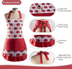 Vintage Floral Apron for Women with Functional Pockets Adjustable Neck Strap for Cooking Baking Mother's Gift