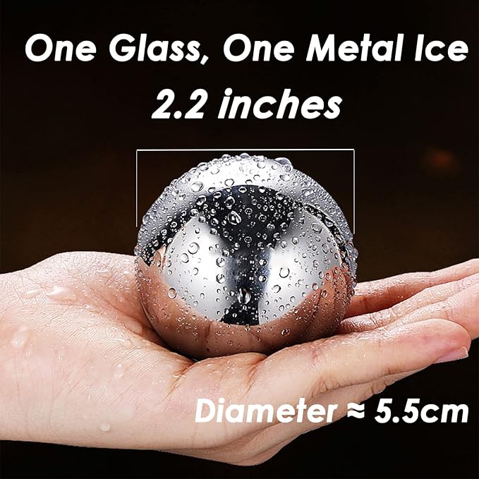 Whiskey Stone 8PCS, Reusable Metal Ice Cubes, XL Large Stainless Steel Whiskey Stone, Refreezable Ice Ball Set with Storage Case, Ice Rocks Wine Chiller Bulk Bar Tool Set