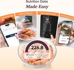 Cosori Smart Food Kitchen Scale with Nutritional Calculator, Free App for AI Scan, Calorie & Macro Tracking, Food Preload, On-Screen Nutrient Info, Personal Goals, Rechargeable, 11 lb / 5 kg