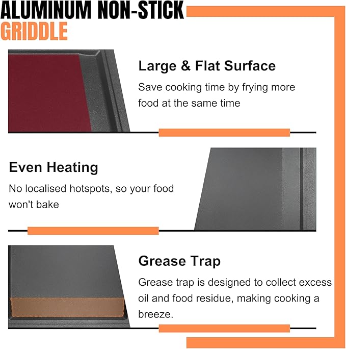 UPGRADED WB31X24738 Ceramic Non-stick Griddle Replacement for GE Stove Cooktop, PFAS & PTFE Free, Food-grade Non-stick Coating, 19.5"×9" Integrated Griddle Plate for GE Gas Stove Top Center