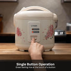 Tiger JAZ-A18U-LF 10 Cup Capacity White Rice Cooker with Non-Stick Inner Pot, Retractable Power Cord, and Keep Warm up to 12 hours (Flower)