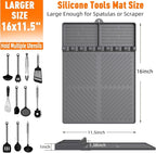 Silicone Grill Mat Compatible with Blackstone, Silicone Griddle Tools Mat with Drip Pad, Spatula Mat for Outdoor Grill Kitchen Counter (Grey)