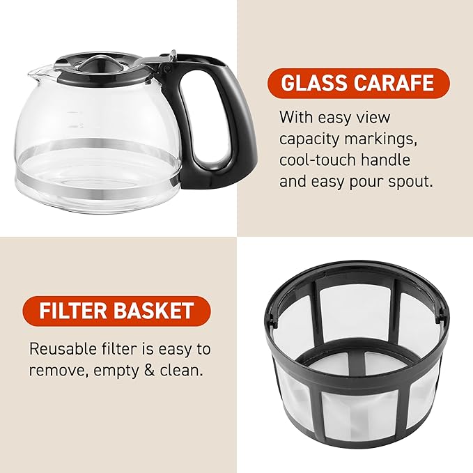 Elite Gourmet EHC4128 Automatic 4-Cup Brew & Drip Coffee Maker with Pause N Serve, Glass Carafe, Reusable Filter, On/Off Switch, Keep Warm, Water Level Indicator, Black