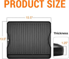 GGC Reversible Cast Iron Grill Griddle for All Camp Chef 14" and 16" Stoves, Double Side Griddle for Camp Chef Explorer 2-Burner, 3-Burner, Single Burner Stove, Cooking Surface 14" x 16"