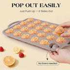 Vinino 2Pack Mini Silicone Muffin Pans for Baking with Metal Reinforced Frame, 24 Cups Mini Size Nonstick Cupcake Pan, BPA Free Oven Dishwasher Safe Baking Mold for Muffins Cupcakes