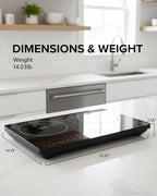 Nuwave PIC Double Portable Induction Cooktop, 900W/1500W/1800W Options, Two 8” Heating Zones, 106 Precise Temperatures from 50°F–575°F in 5°F Increments, Shatter-Resistant Ceramic Glass