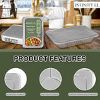 INFINITY EL Disposable Aluminum Foil Pan Lids 15 Pack | Full Size 21" x 13.5" Insulated Foil Pan Lids | Heavy Duty Aluminum Foil Lids for Catering, Food Storage, Turkey, Lasagna, Parties & Meal Prep