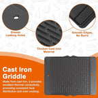 Half Size Griddle Insert for Blaze 3, 4 and 5 Burner Grills Reversible Cast Iron Griddle Plate for Summerset Sizzler 32", 40" and AOG 24'' T Series Flat Top Griddle for RCS 32" Grills
