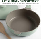 Goodful All-in-One Pan, Multilayer Nonstick, High-Performance Cast Construction, Multipurpose Design Replaces Multiple Pots and Pans, Dishwasher Safe Cookware, 11-Inch, 4.4-Quart Capacity, Sage Green